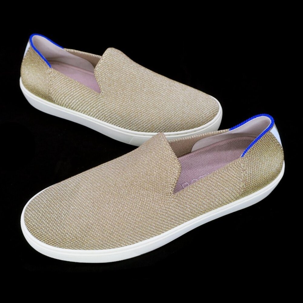 Rothy's The Original Slip On Gold Foil Twill Sneakers Shoes Women's 9.5